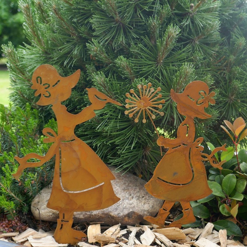 Storm's Gartenzaubereien Flower Stake Girl with Dandelion and Bird Set
