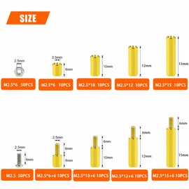 YFFSFDC M2.5 180 pcs Hexagon Spacer Hex Screw Brass Spacer Hexagon Pole 180 Pcs Stainless Steel Installation Tool Stand Off Screw Nut Screw Nut For Fixing Board