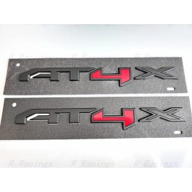 GMC 2PCS Matte Black Red Side Doors AT4X Emblems GMC 2023-2024 Sierra 1500 Canyon