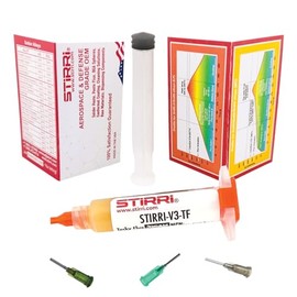 STIRRI-V3-TF no-clean universal soldering tacky paste flux (ROL0) - 5g clear syringe kit – for next generation BGA and hot air rework SMD assemblies - REACH-compliant solder flux with sweet scent