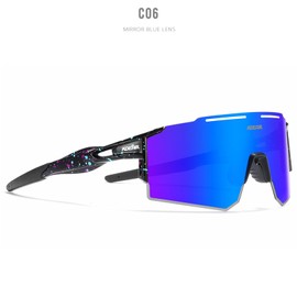 ZEMFAY - anteojos de sol polarizadas deportivas para hombres y mujeres, anteojos cuadradas de una pieza para ciclismo UV400 a prueba de viento para conducir, correr, pescar, golf (C6)