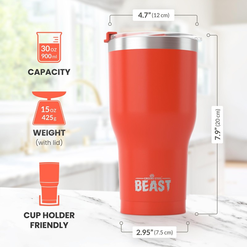 Beast 30oz Red Insulated Reusable Tumbler- BPA Free | Stainless