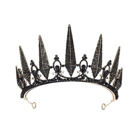 Bridal Crown Princess Tiara Headband Gothic Chic Wedding Tiara For Birthday Wedding Pageant Prom Headpieces (Black)