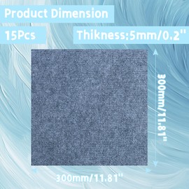 Qiveo 15Pcs Peel and Stick Carpet Tiles 12"x12" - Self Adhesive Non-Slip Floor Squares, Waterproof Reusable Rug for Bedroom Living Room Home Decor(Light Gray)