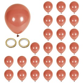 25 Pieces Of Brown Balloons And 5 Rolls Of Ribbons, Round Latex Balloons, Party Scene Decoration, Retro Balloons, Party Decorations