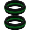 Set of Two (2) Thin Green Line Silicone Rings Size