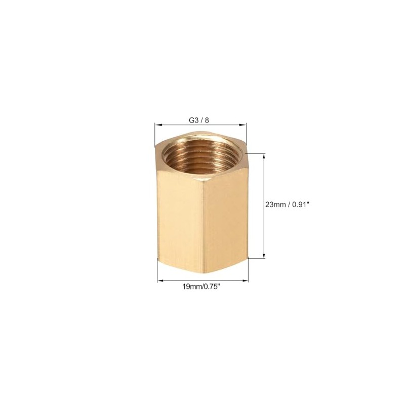 TA-VIGOR 2Pcs Brass Pipe Fitting Connector Straight Hex Nipple Coupler