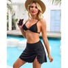 ANFILIA Women Scalloped Swim Skirts High Waisted Split Swim Bottoms