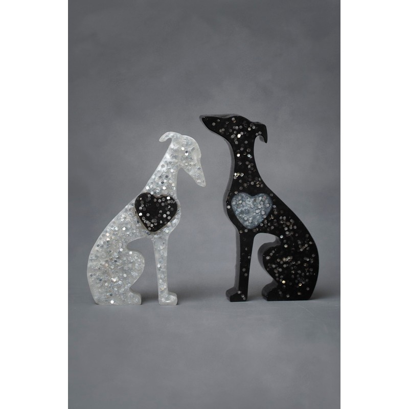 Handmade Mini Resin Whippet/Greyhound Figurines - Set of 2, Decorative