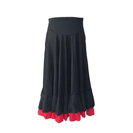 La Señorita Spanish Flamenco skirt Children black red 2 Volants (black red, Size 8-6/7 years)