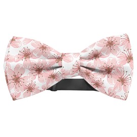 KAWAMOUSE Adjustable Pre-tied bow tie for toddler Boys (Cherry Blossom Pattern) Elegant Cute Bowties for Dogs Cats Pets