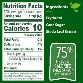 Truvia Cane Sugar Blend, Mix of Natural Stevia Sweetener and Cane Sugar, 24 oz Bag