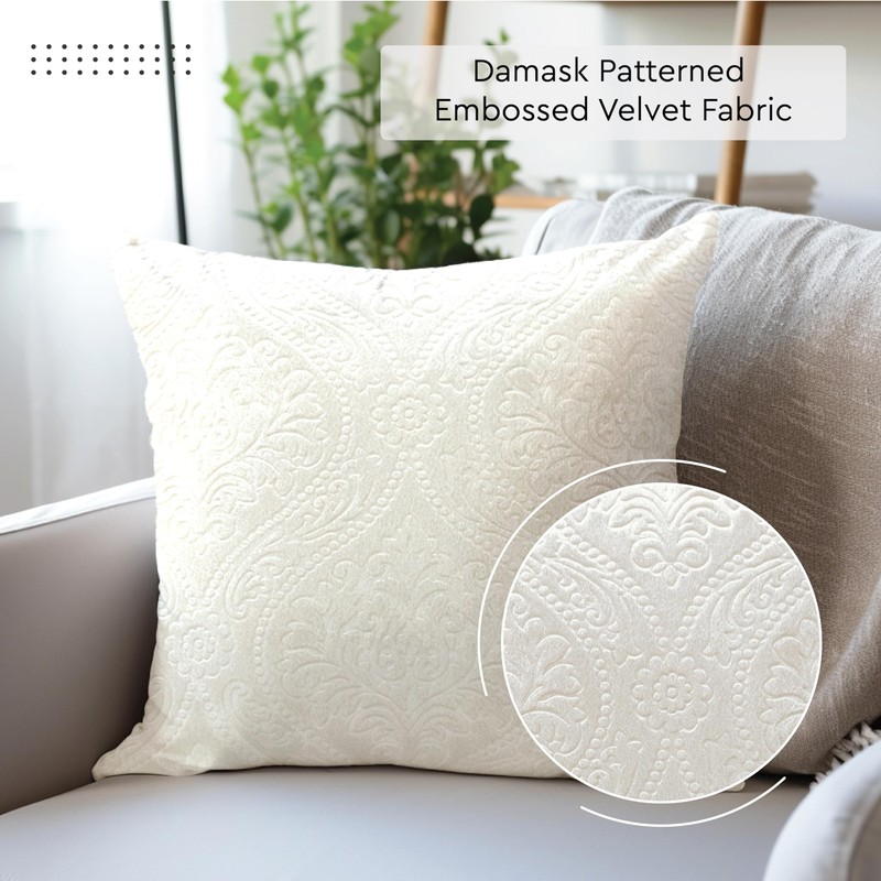 Encasa Luxury Embossed Velvet Cushion Covers - Plush Throw Pillow