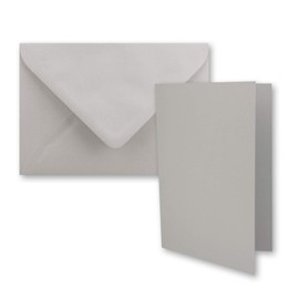 FarbenFroh by GUSTAV NEUSER 25 x Folding Card Set DIN A7 10.5 x 7.4 cm with Envelopes DIN C7 in Light Grey (Grey) Small Folding Cards Blank for DIY and Printing
