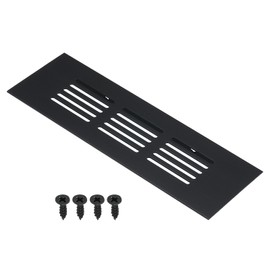 PATIKIL 6 x 2 Inch Door Air Vent Cover, Aluminum Grille Ventilation Cover Louvered with Mounting Screws for Cabinet Wardrobe Door, Black