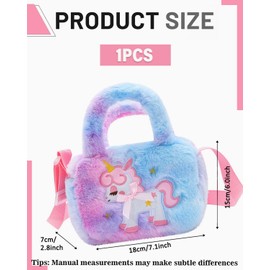 TPZORJX Unicorn Plush Shoulder Bag Girls Fashion Unicorn Embroidered Messenger Bag Handbags with Adjustable Shoulder Strap Messenger Bag Toy for Children