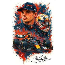 Max Verstappen F1 Autographed/Signed Splash Art Watercolour Print. (A4 PRINT ONLY)