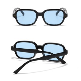 YOJUED Vintage Rectangle Oval Sunglasses Women Men Yellow Gradient Glasses Retro Tinted Sunglasses UV 400 Protection, Black Yellow