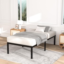 VENI HOME 16 Inch Twin Bed Frame, Metal Platform Bed Frame with Steel Slats, Storage Space Under Frame, Easy to Assemble, No Box Spring Needed