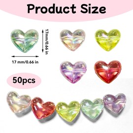 HAIKING Heart Beads, 50 PCS Acrylic Heart Charms for DIY Crafts, Jewelry Making (17 mm/0.66 in)
