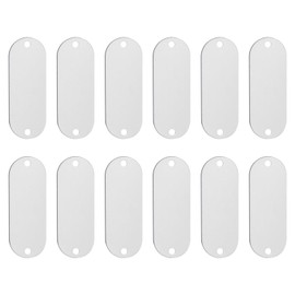 PATIKIL 12pcs Aluminum Blank Tags with Hole Metal Stamping Blank Spots ID Labels with Key Ring for DIY Craft Engraving Silver