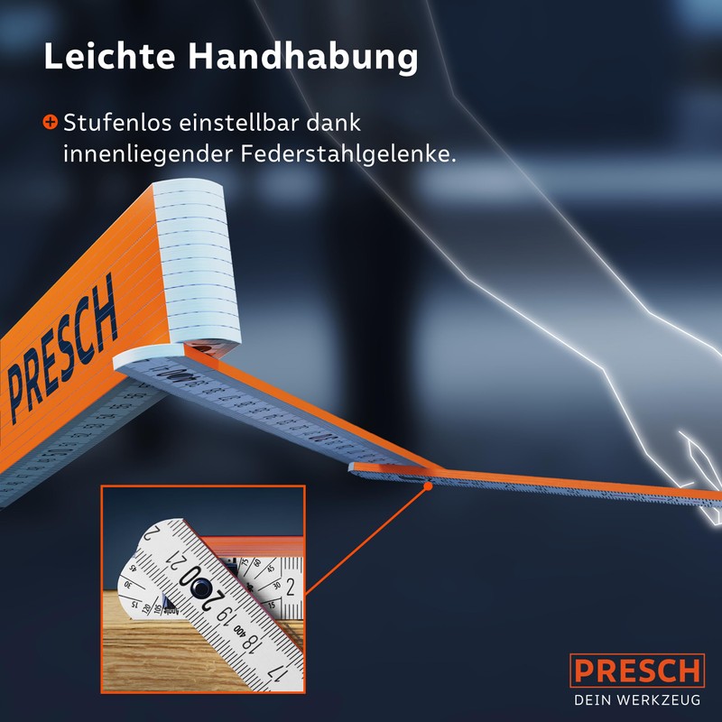 Presch Folding Ruler 3 m with Angle Function – Wood