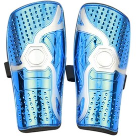 Kids Youth Adult Electroplating Football Shin Pads Anti-Collision Color Cover Leggings Provides Comprehensive Protection for Your Kids' Legs for Children Aged 6-15 Years (Blue)