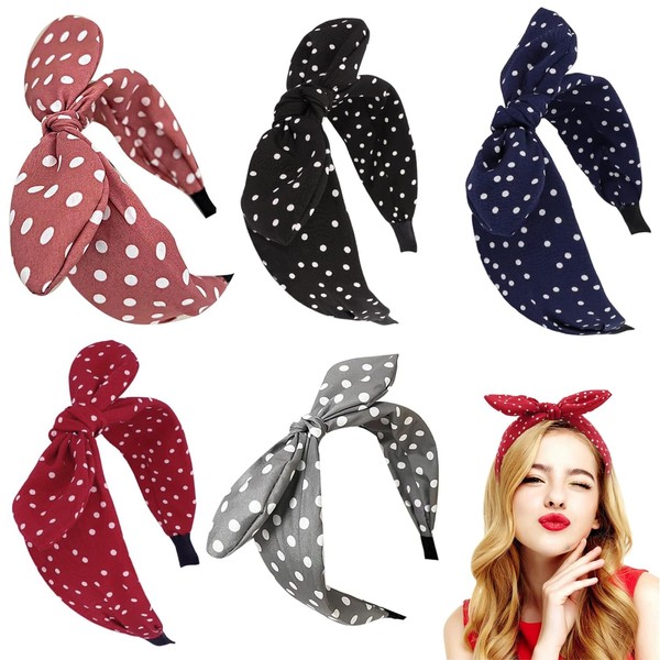 Eowppue 5 women's headbands, high-quality fabric headband, comfortable and elastic,