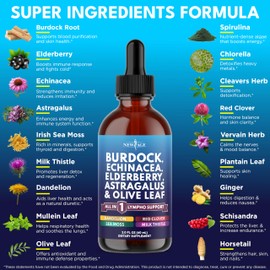 NEW AGE Lymphatic Drainage Supplement - Burdock Lymphatic Support Drops - Burdock Root, Mullein, Echinacea, Elderberry, Dandelion, Astragalus, Milk Thistle, Red Clover - 8 oz