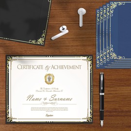 HAUTOCO 30 Packs Single Sided Certificate Holders, Award Certificate Covers with Gold Foil Border Black Diploma Holders for Letter Size 8.5 x 11 Cardstock, Graduation, Documents