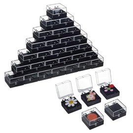 WEBEEDY Pack of 36 Clear Plastic Storage Boxes for Pins Pin Display Case with Foam Insert Jewellery Badge Gift Box Small Display Storage Boxes 2.8 x 2.8 x 2 cm