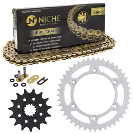 NICHE Drive Sprocket Chain Combo for Suzuki DRZ400S Kawasaki KLX400 Front 15 Rear 44 Tooth 520V-X X-Ring 112 Links