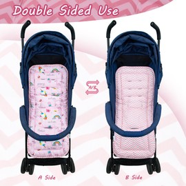 LAT Universal Pram Liner, Baby Pushchair Seat Liners, Cotton Double-Sided Use Baby Stroller Cushion Pad, Stroller Seat Pad for Toddler Infant 78x34cm