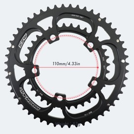 DJC Road Bike Chainring 110BCD Double Chainring 5 Arms Round 2X 50T 34T 53T 39T 52T 36T Gravel for Sram Red Rival S350 S900 (Round 52-36T)