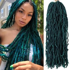 Soft Locs 36 Inch 7 Packs Crochet Hair Faux Locs Pre-looped Super Lightweight Goddess Locs Synthetic Crochet Hair Braids For Black Women (M-Green, 36 Inch (Pack of 7))