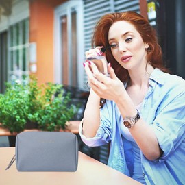 Women Cosmetic Wash Storage Bag Large Capacity Waterproof Cosmetic Storage Bag Printing Cosmetic Makeup Pink PU Travel Toiletry Bag Women Cosmetic Bag (C, One Size)