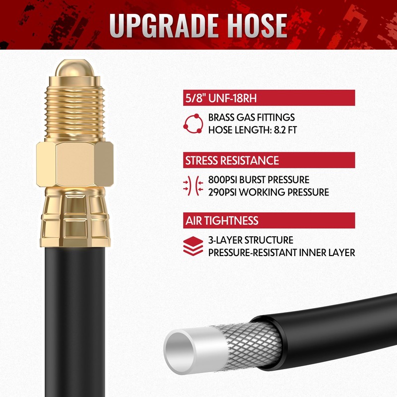 bestarc Argon CO2 Flow Meter Gas Regulator with 8.2FT Gas