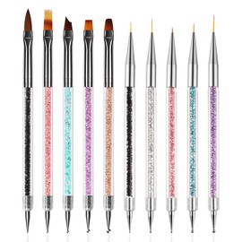 DANNEASY 10pcs Nail Paint Brush Set Nail Polish Brushes for Nail Art with Nail Liner Brush, Nail Dotting Pen, Nail Clean Up Brush Nail Brush for Home Use and Professional Nail Salon