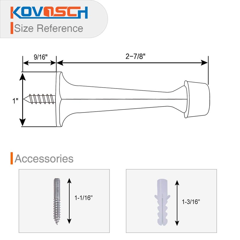 KOVOSCH 10 Pack Solid Rigid Door Stops - Heavy Duty