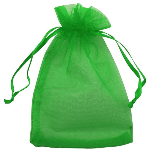 Allgala 100 Count Orangza Gift Party Favor Bags with Drawstring-8x12 Inch-Green-PF53407