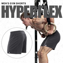Anthem Athletics Hyperflex - Pantalones cortos de entrenamiento para hombre, 5 pulgadas de entrepierna, bolsillo con cierre, entrenamiento, atletismo, correr, levantar, pantalones cortos de gimnasio, Volcánico Negro G2, 3X-Large