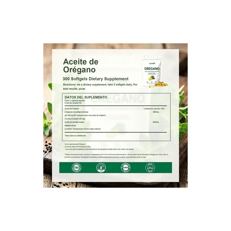 Abronikey Aceite De Orégano Cápsula Blanda 6000mg 300 Cáps