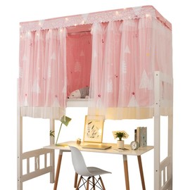 haozaikeji Bunk Bed Bottom Curtains Mid Sleeper Tent Bed Tent Canopy Dustproof Lightproof Pink Blackout Curtain Single Mosquito Nets Student Dorm Sleep Privacy Protection Shading Cloth 2 * 1.35m