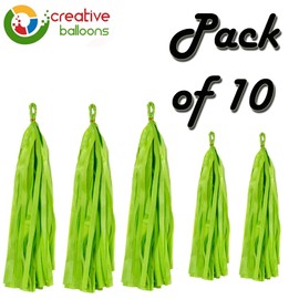 Tissue Paper Tassels Decorative Wall Hanging Tassel Garland Banner Green Tassels for Crafts Home Decoration Wedding Birthday Baby Shower Party Supplies Pack of 10