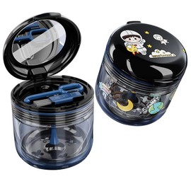 DIY pattern Denture Cup, Definitely No-Leak Denture Bath Box, Denture Case with Strainer & Mirror,Completely Clean Care for Retainer case, With braces removal tool（black）…