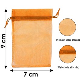 Creative Balloons Organza Bags Orange 7 x 9cm - 25 Pack Gift Bags for Wedding, Christmas Favors - Drawstring Jewelry Pouches for Candy, Small Gifts