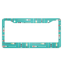 HOSNYE Canoe Paddle License Plate Frame Different Placement on Green Background Metal License Plate Cover Front Plates Frames Car Tag Frame for Women Men US Vehicles Standard