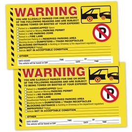 50 Parking Violation Stickers with You are Illegally Parked Multi Reasons, No Parking Stickers, Hard to Remove Tickets for Car Window, (5" X 9" Yellow)