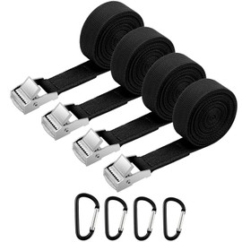 Tie Down Straps, 4 Pack Heavy Duty Tensioning Belts, Tensioning Belts with 4 Carabiner Clip, Quick Release, 2M Adjustable Cargo Straps Ratchet Straps for Motorcycle,Cargo,Trailer,Luggage,Trucks(Black)