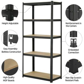 Garage Shelving Workshop Storage Racking 5 Tier Boltless Garage Shelving Unit Adjustable Metal Shelving Shelf Racking Unit for Storage for Home Workshop Shed Office, 875KG Capacity, 40Lx20Wx78H Inch